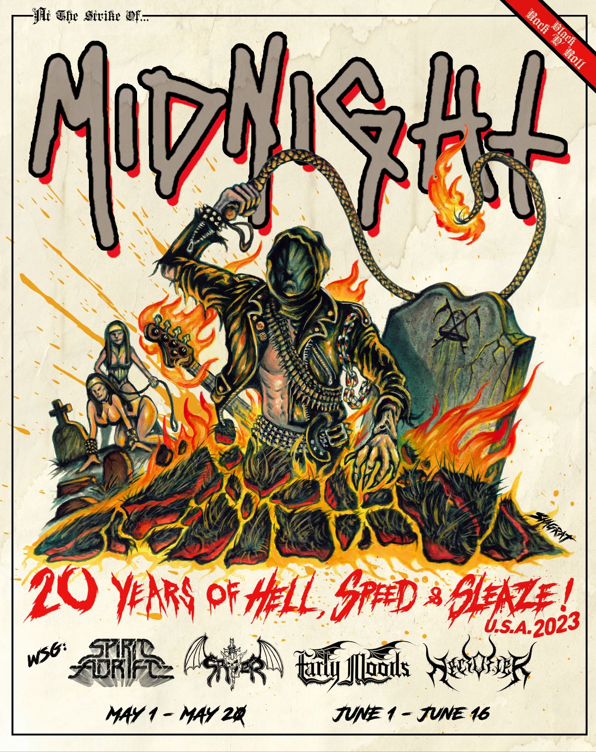 Midnight “20 Years of Sleaze” 2023 tour poster