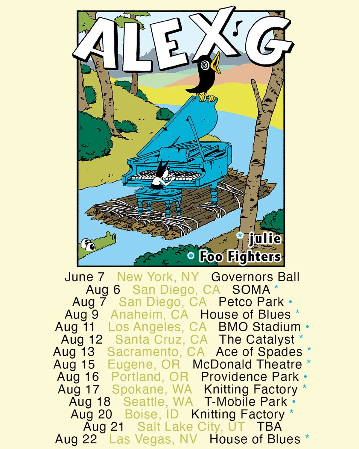 Alex G Aug 2024 tour flyer