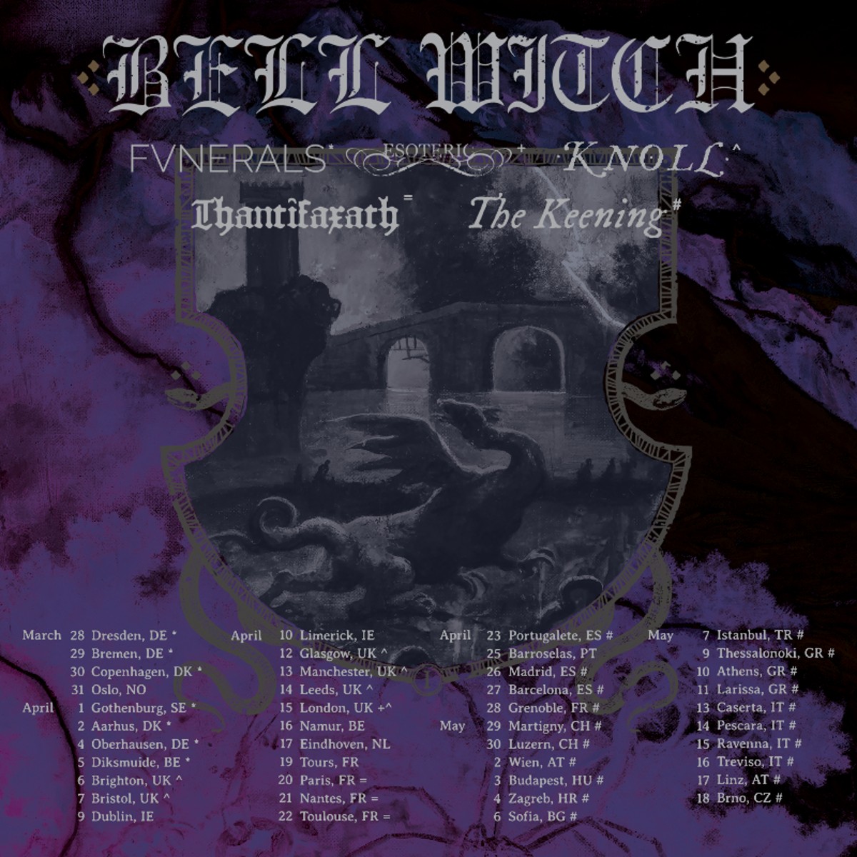 Bell Witch 2024 EU tour flyer