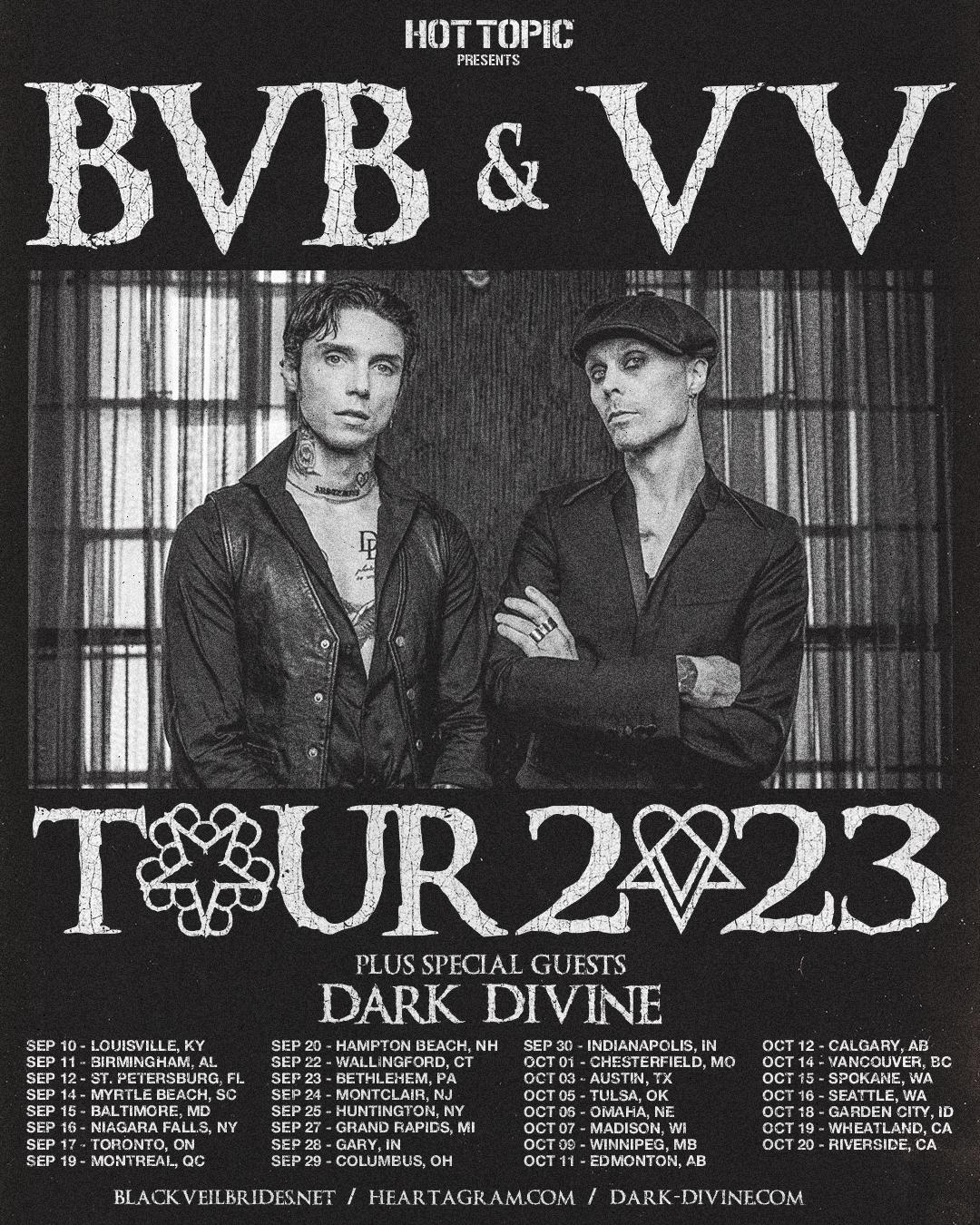 Black Veil Brides & Ville Valo 2023 tour poster