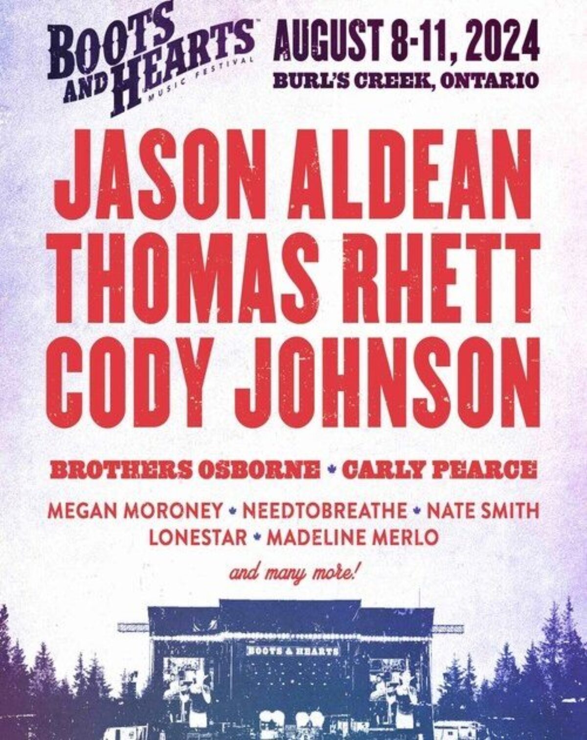 Boots and Hearts 2024 festival flyer