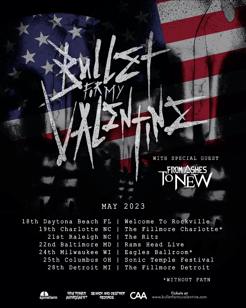 Bullet For My Valentine May 2023 US tour poster