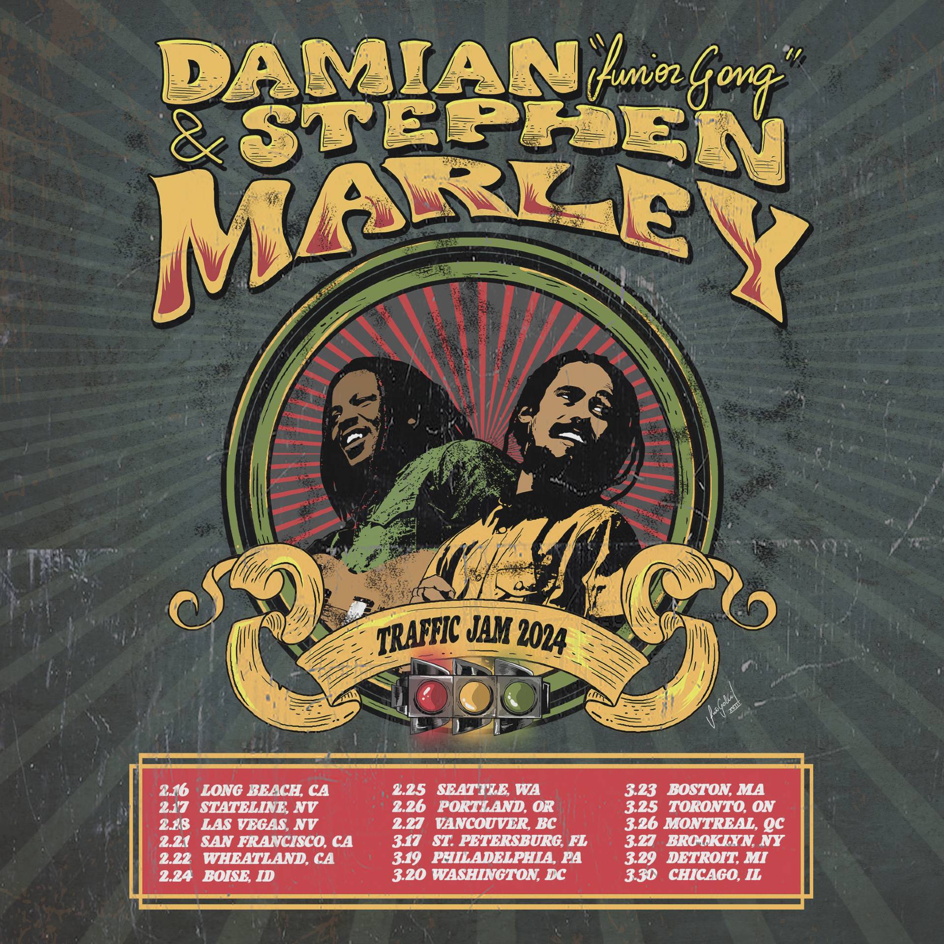 Damian and Stephen Marley 2024 tour flyer