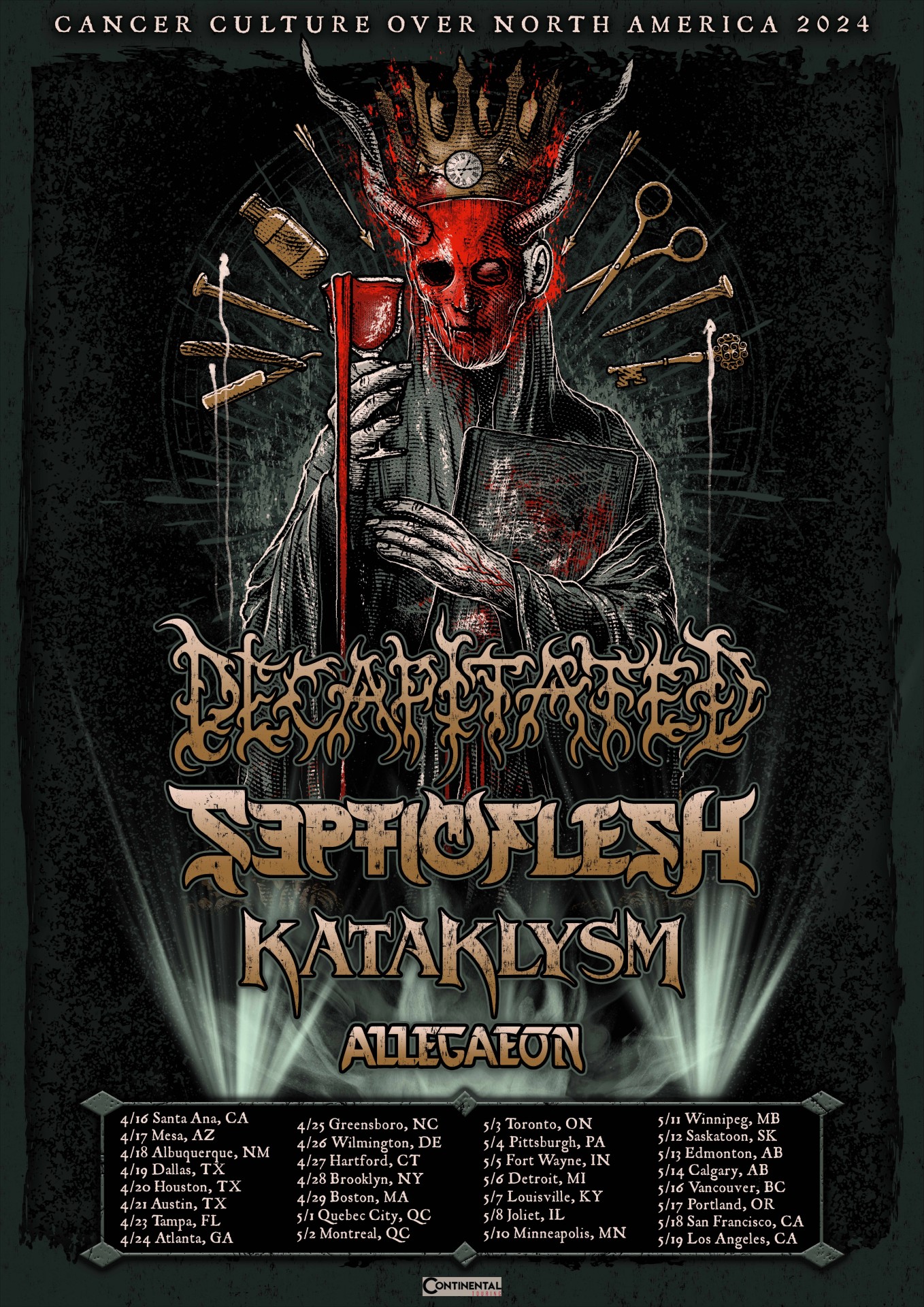 Decapitated “Cancer Culture Over North America 2024” tour poster