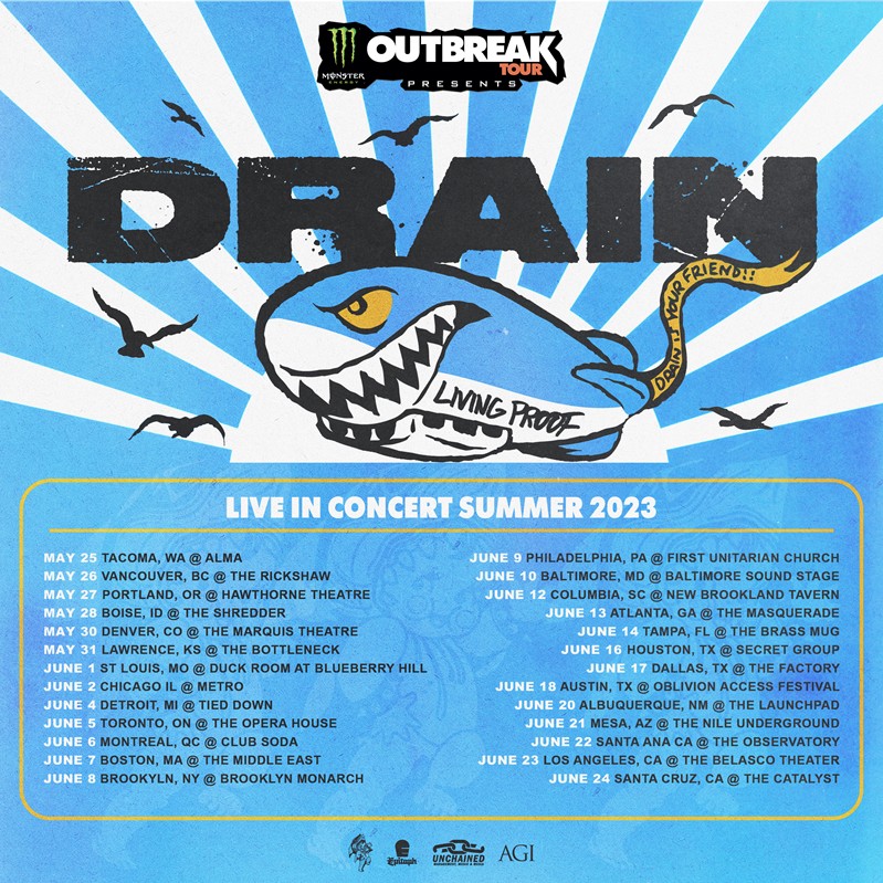 Drain 2023 “Outbreak Tour” poster artwork