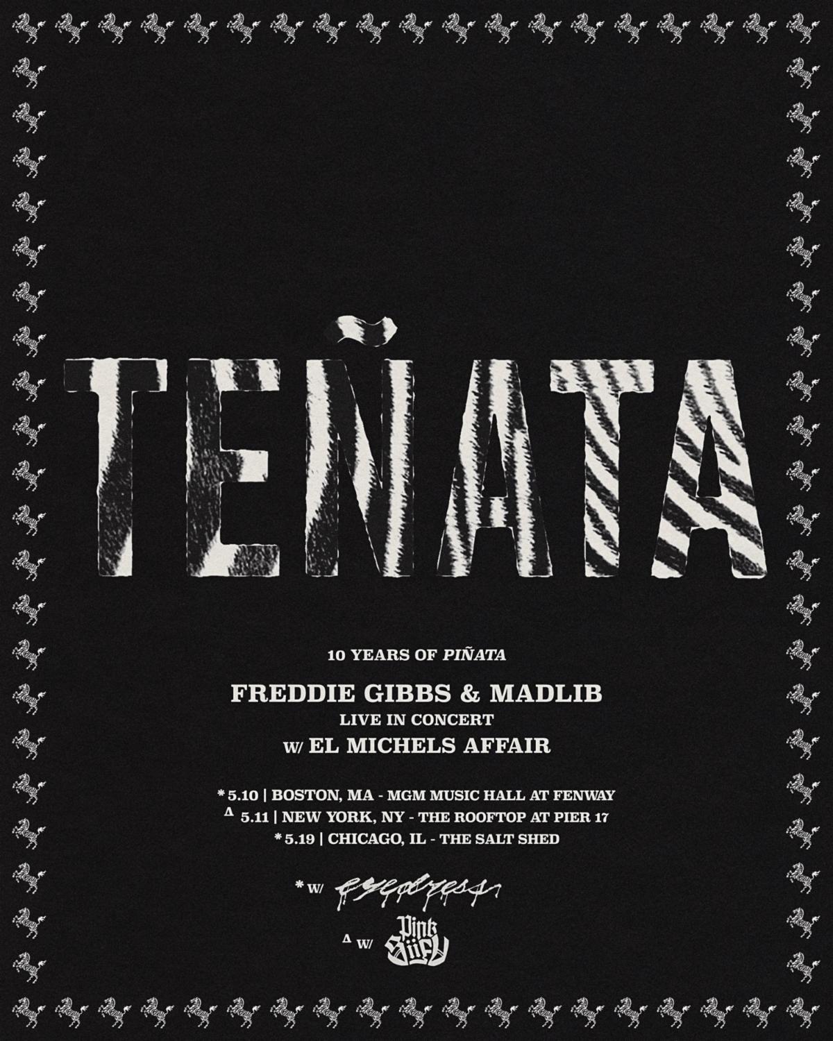Freddie Gibbs and Madlib “Teñata” anniversary tour poster