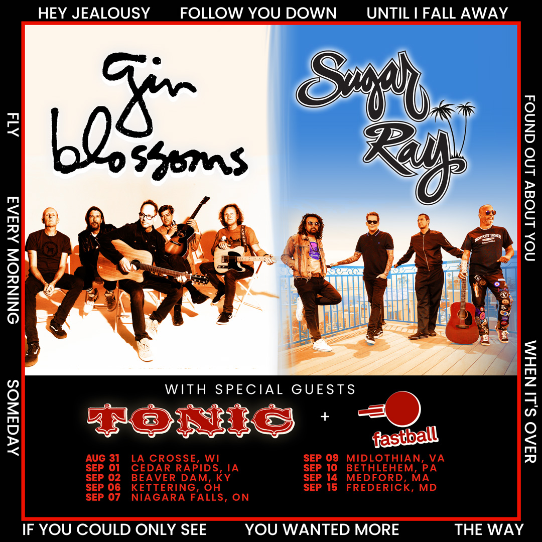 Gin Blossoms and Sugar Ray 2023 co-headlining tour poster