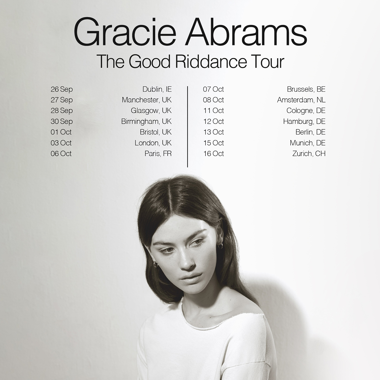 Gracie Abrams Tour Poster Uk 2023 