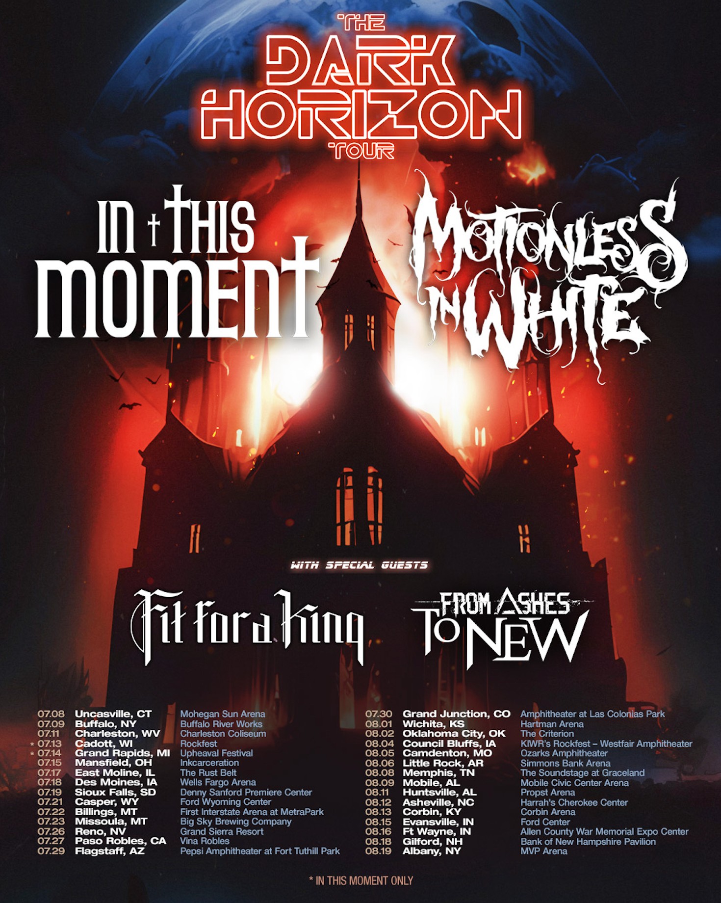 In This Moment & Motionless In White “The Dark Horizon Tour” 2023 tour poster