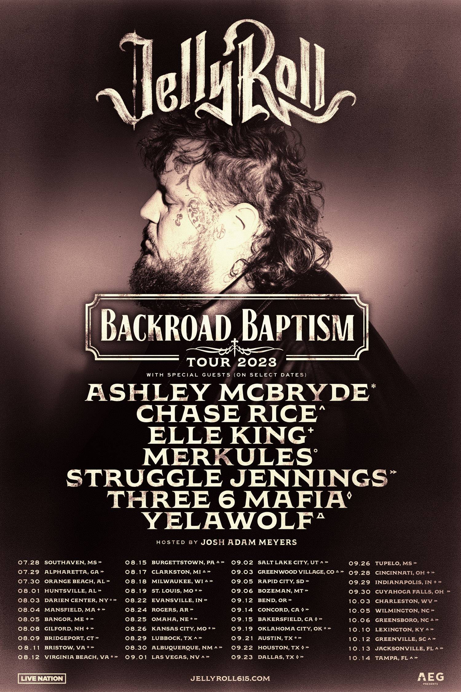 Jelly Roll “Backroad Baptism Tour” Poster