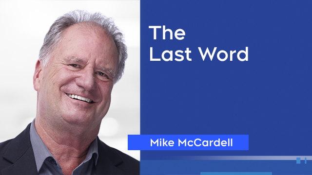 Picture of Mike McCardell inside frame with The Last Word 