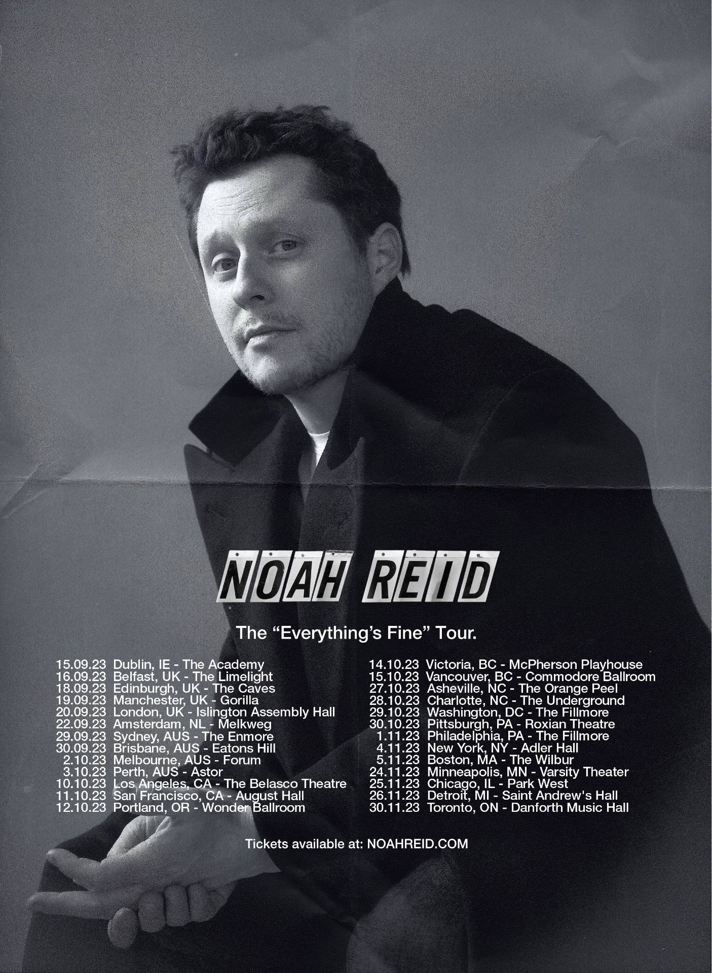 Noah Reid “Everything’s Fine Tour” poster