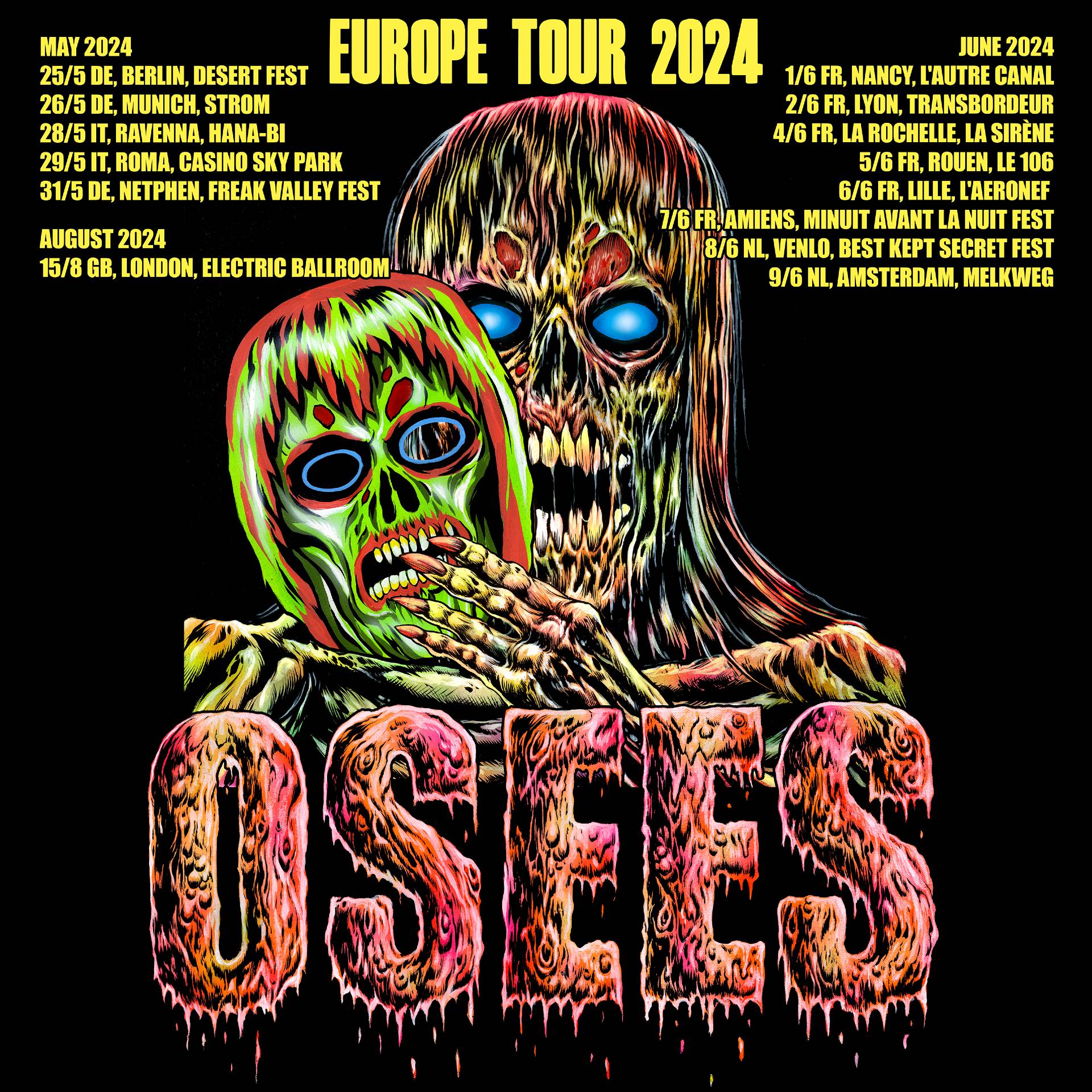 OSEES Europe tour 2024 flyer