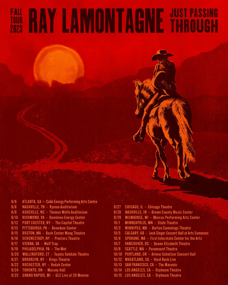 Ray LaMontagne “Just Passing Through” 2023 tour poster