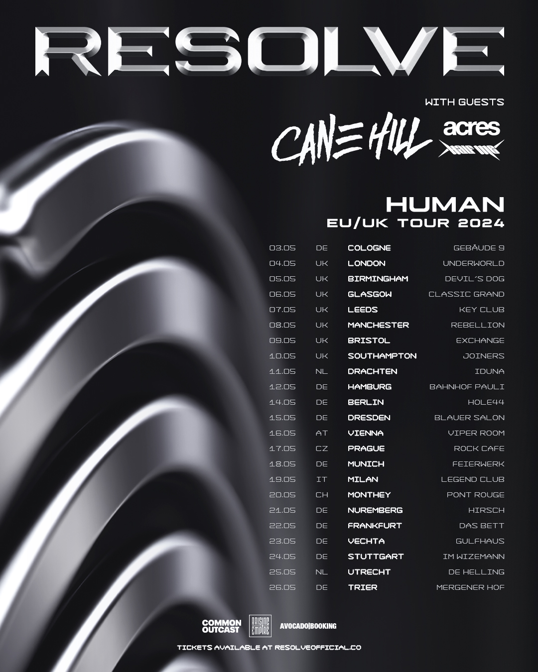Resolve “Huamn” 2024 tour poster