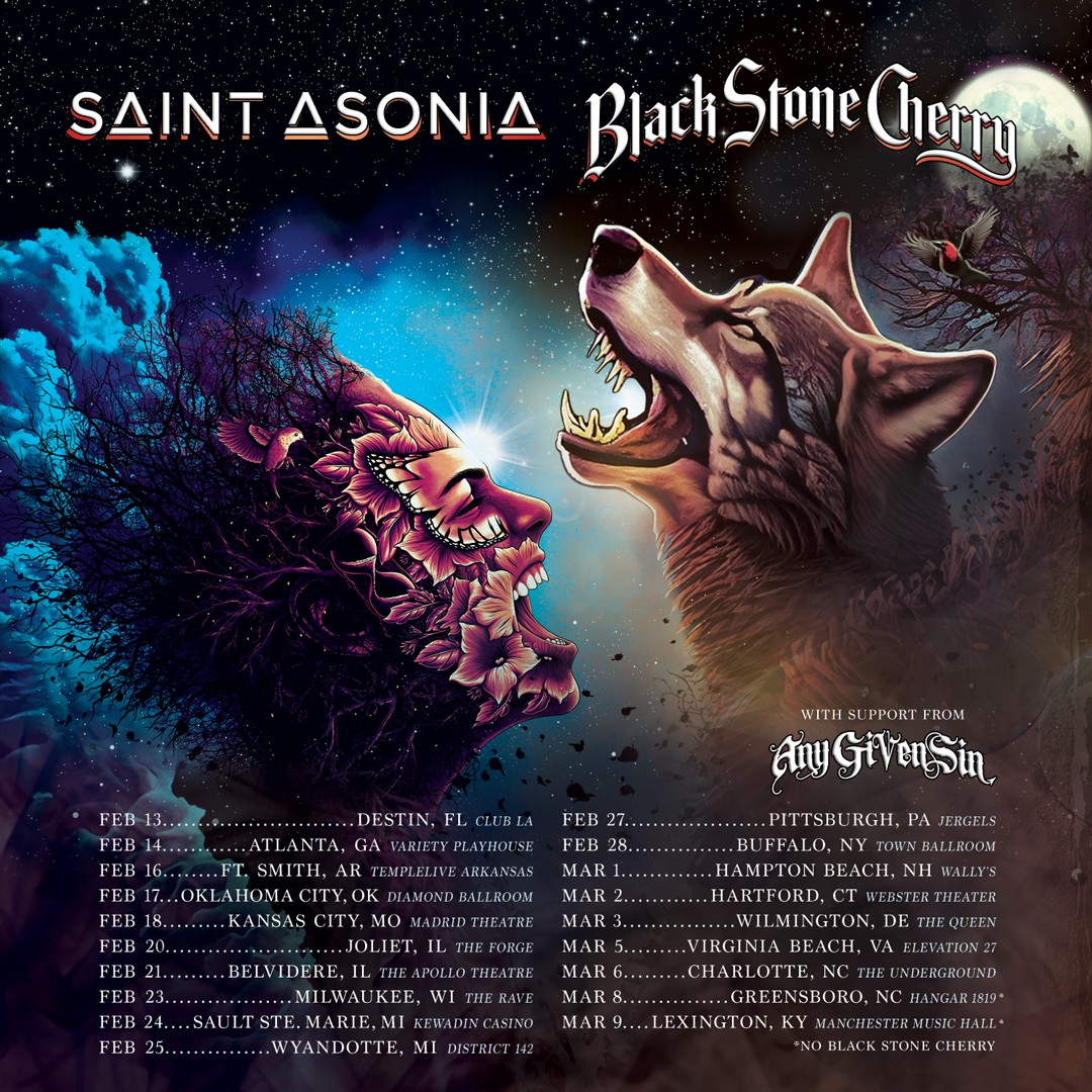 Saint Asonia & Black Stone Cherry 2024 tour poster