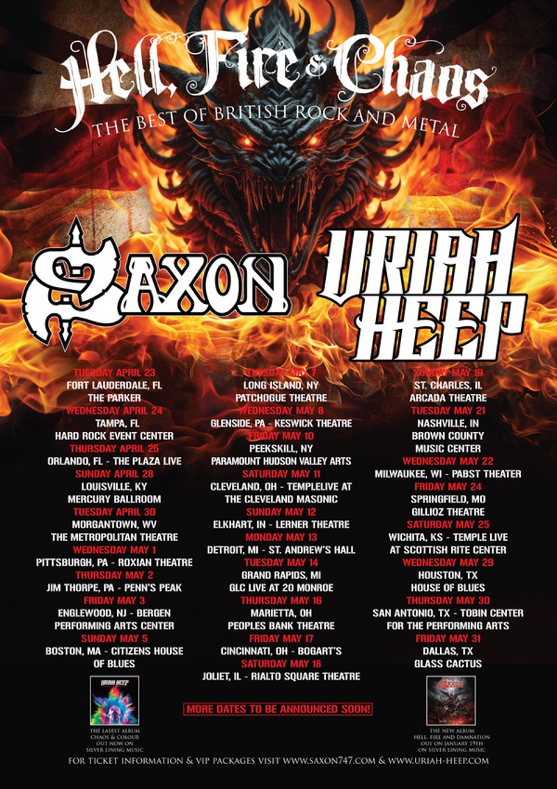 Saxon and Uriah Heep “Hell, Fire & Chaos” tour flyer