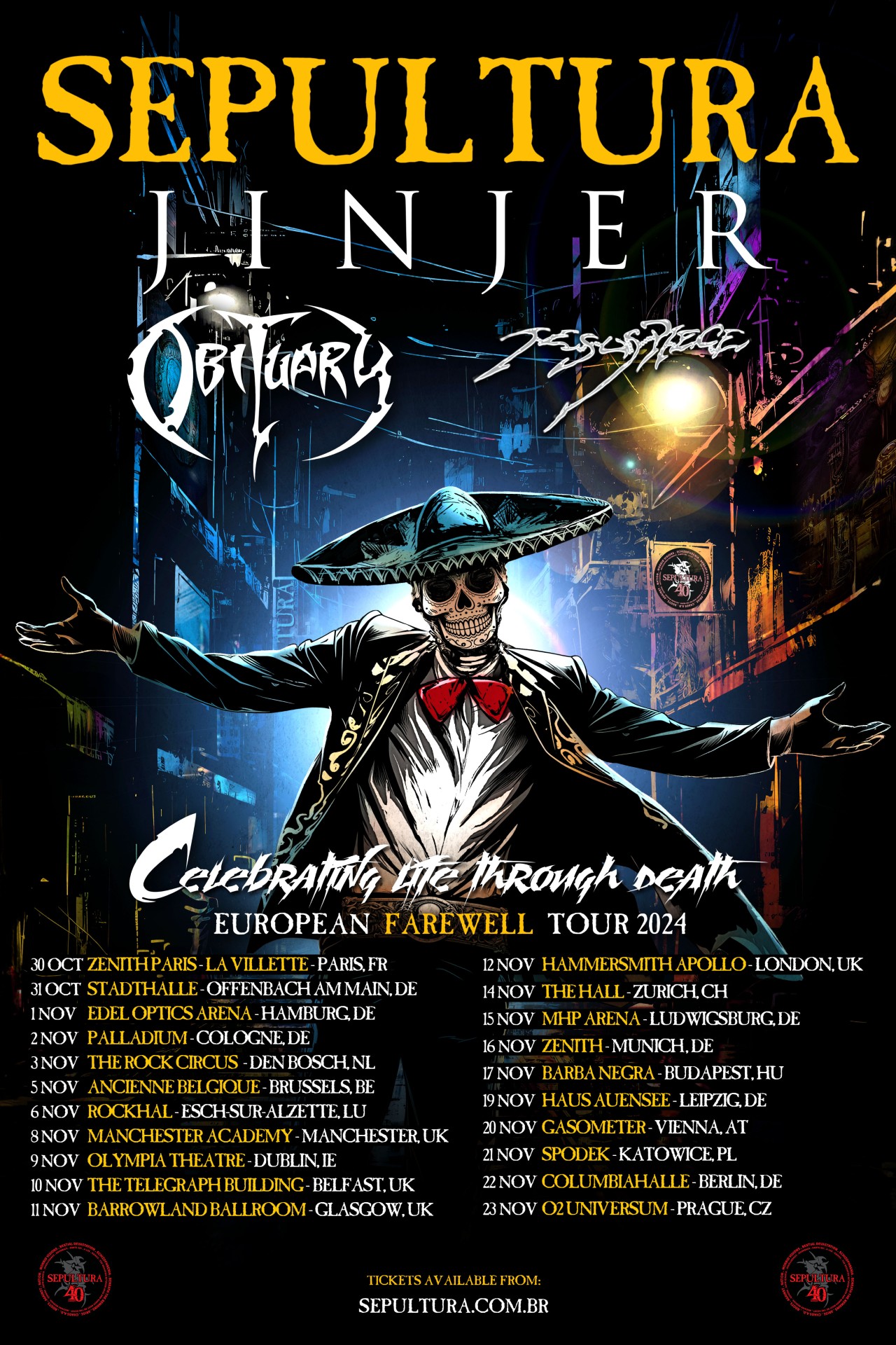 Sepultura “Celebrating Life Through Death” EU tour flyer