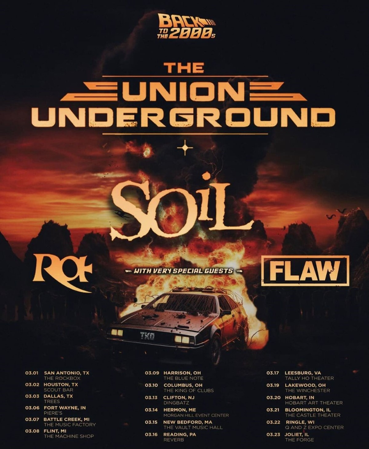 The Union Underground 'Back To The 2000's Tour' flyer