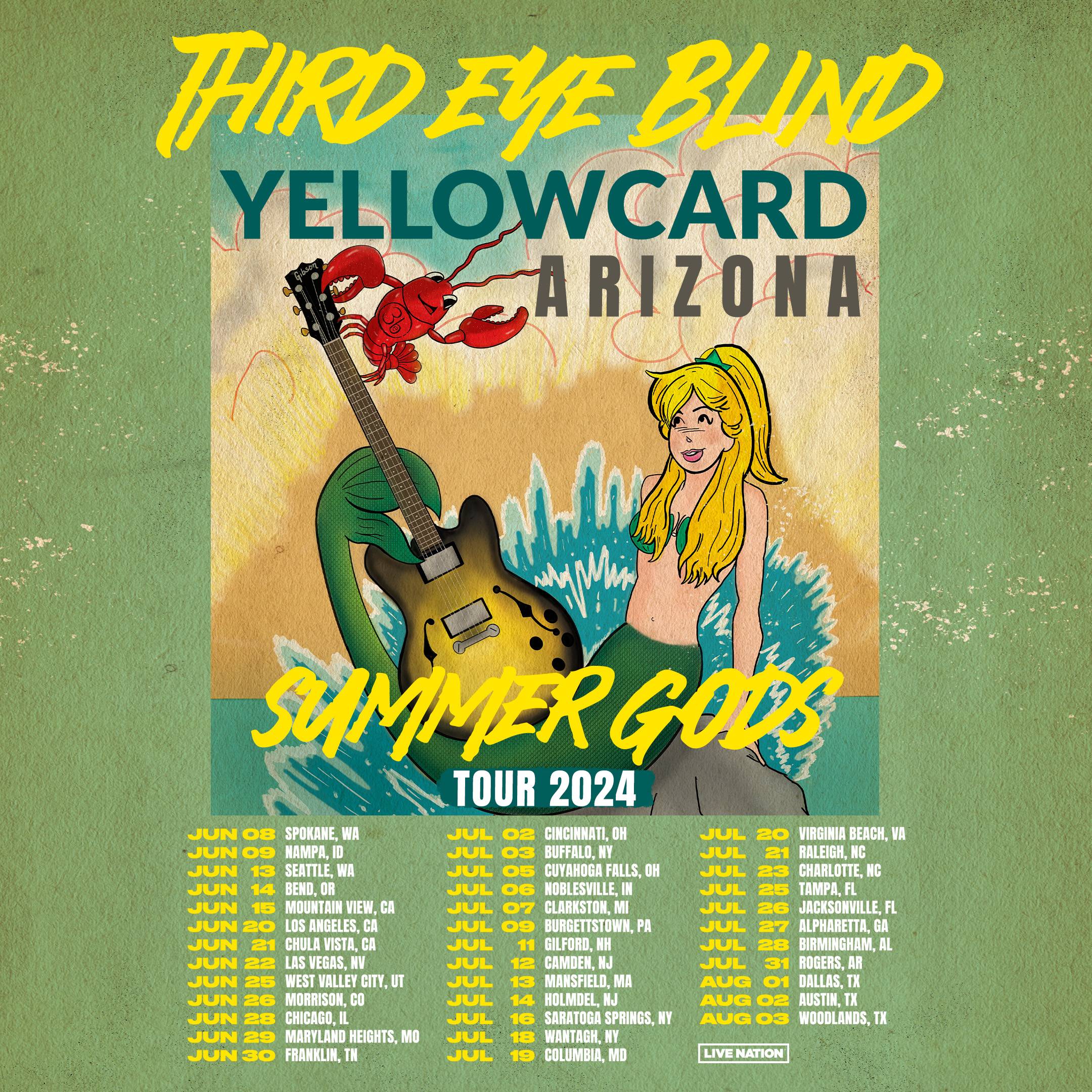 Third Eye Blind and Yellowcard 2024 tour poster
