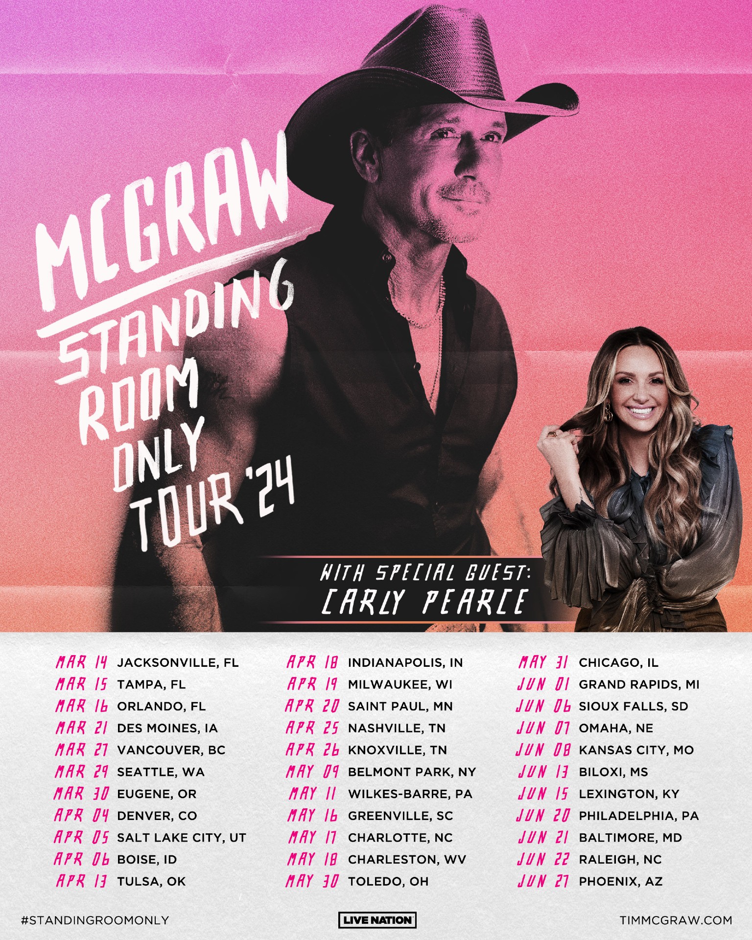 Tim McGraw Reveals 2024 ”Standing Room Only Tour”