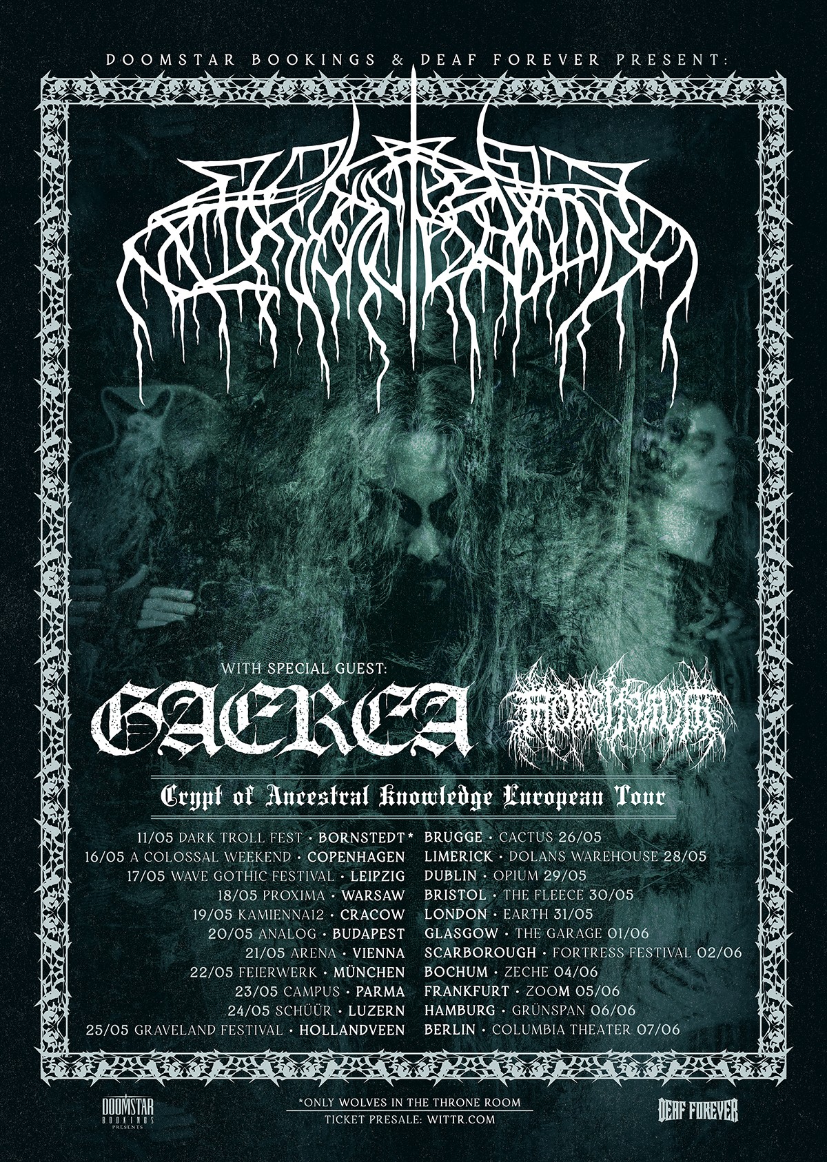 Wolves In The Throne Room “Crypt of Ancestral Knowledge EU 2024 Tour” flyer